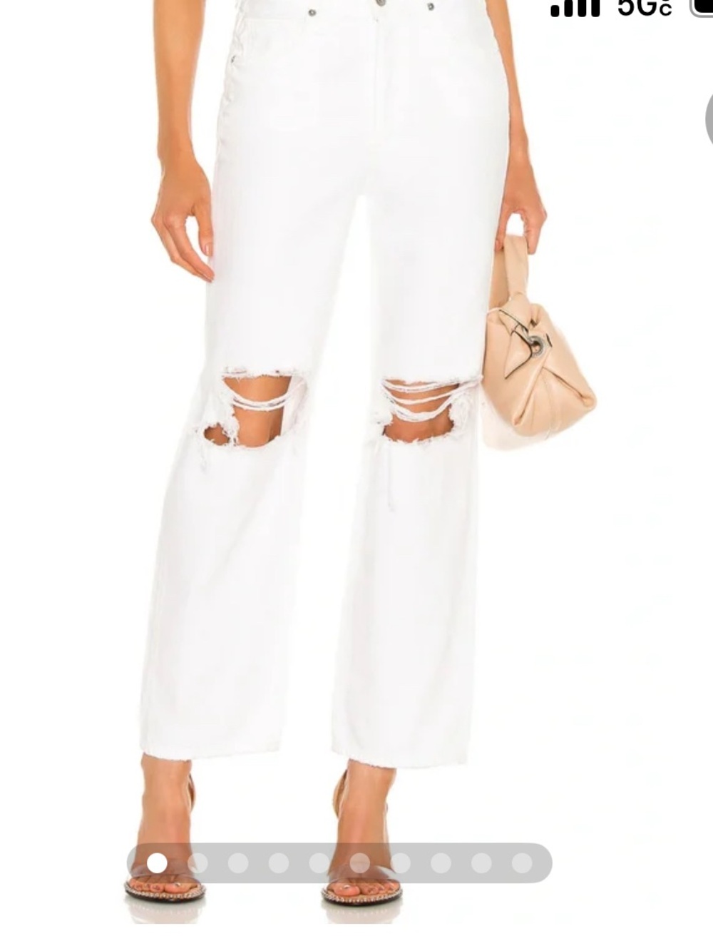 Citizens Of Humanity White Distressed Straight Jeans